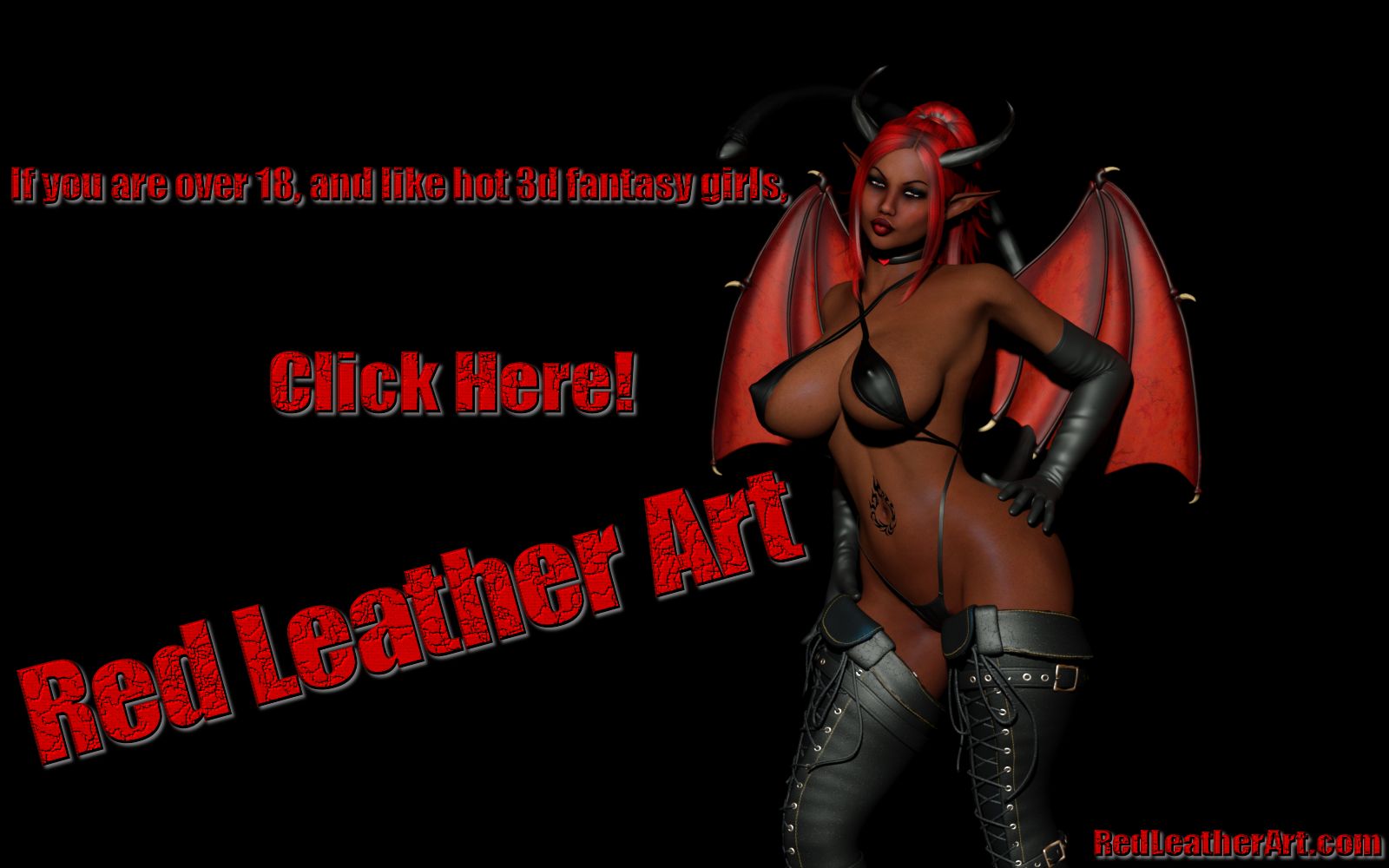 Red Leather Art - Erotic 3d Fantasy Art